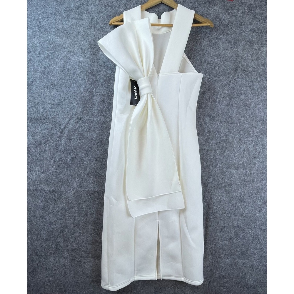 Aomei Dress Womens Large White Bow Chic Glamorous Avant Garde Diva‎ Runway Style
